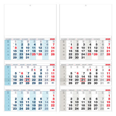 calendario carta trittico con spirale