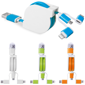 CAVO USB ADATTATORE 3 IN 1 AVVOLGIBILE